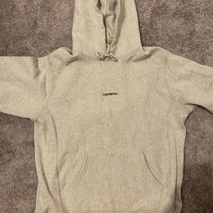 Supreme Micro Logo Hooded Sweatshirt Heather Grey